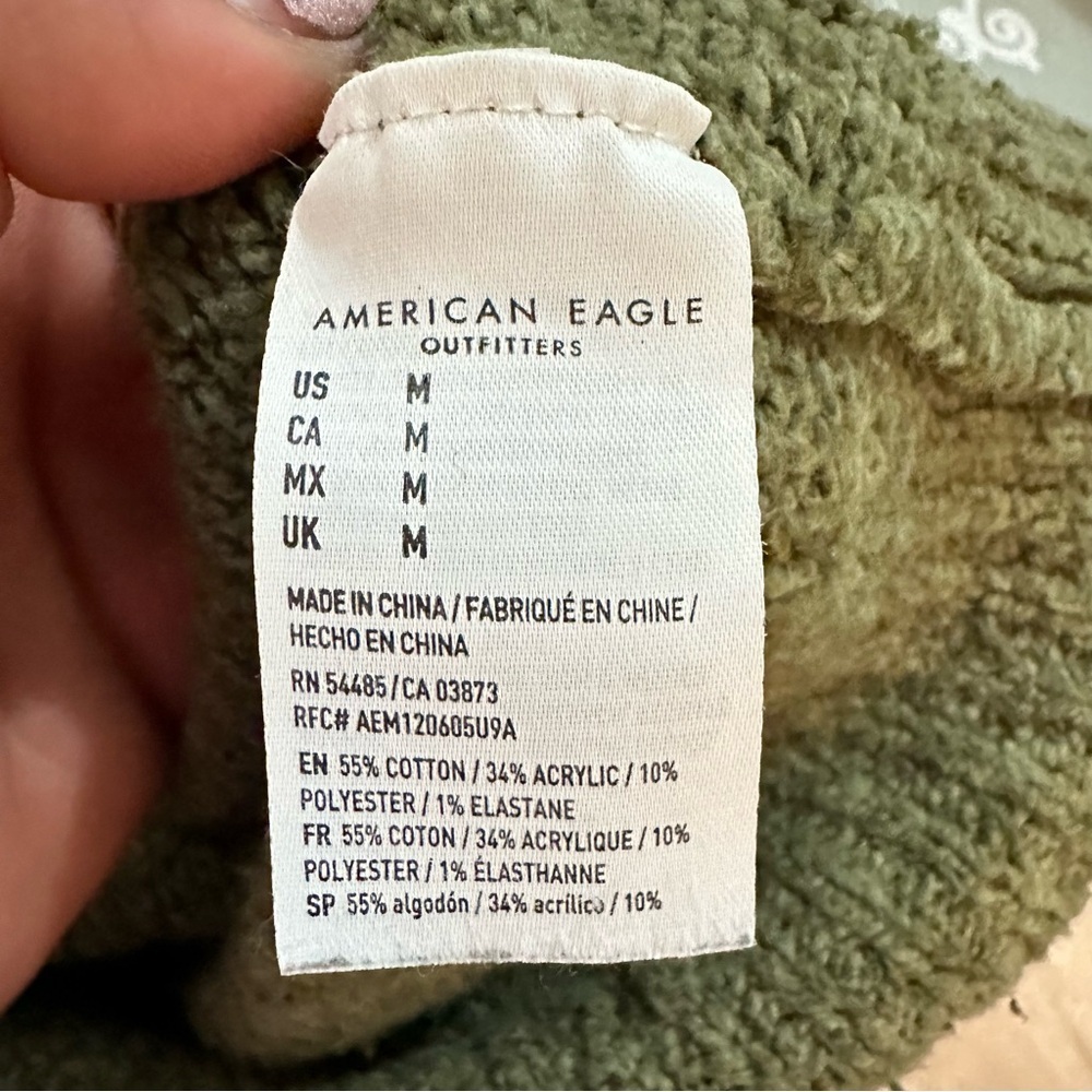 American Eagle Olive Green, LaceUp Cropped Y2k 90’s Casual Everyday Sweater sz M - Picture 14 of 14